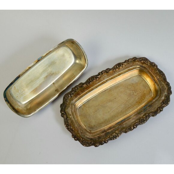W M Rogers Royal Provincial Silverplate Lidded Butter Dish Silver Ornate - Picture 7 of 10